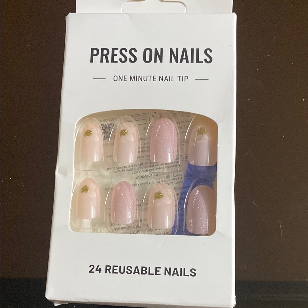 Pink Glitter Press On Nails